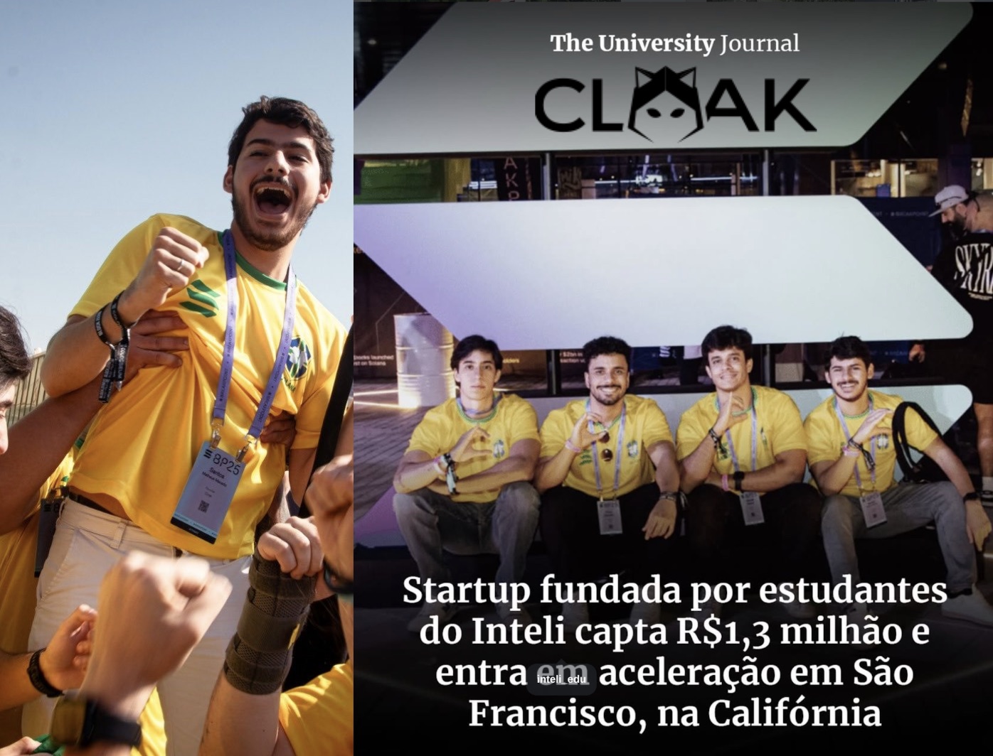 Time da Cloak na Breakpoint: estudantes do Inteli que captaram R$ 1,3 milhão e entraram em aceleração em São Francisco
