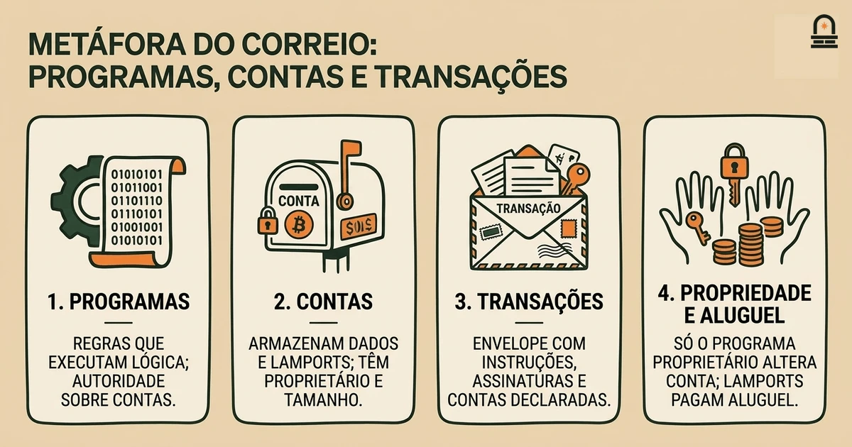 Metáfora do Correio: Programas, Contas e Transações